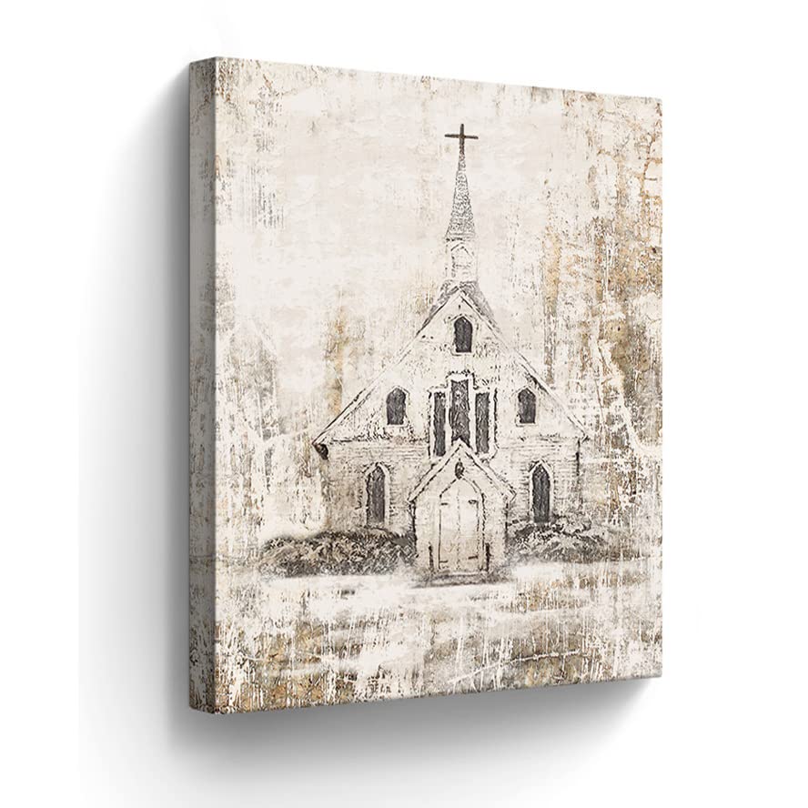 Religious Canvas Wall Art - Christian Church Painting for Home Decor, Framed 12x16 Inches - Perfect for Bedroom, Bathroom & Living Room Wall Decor