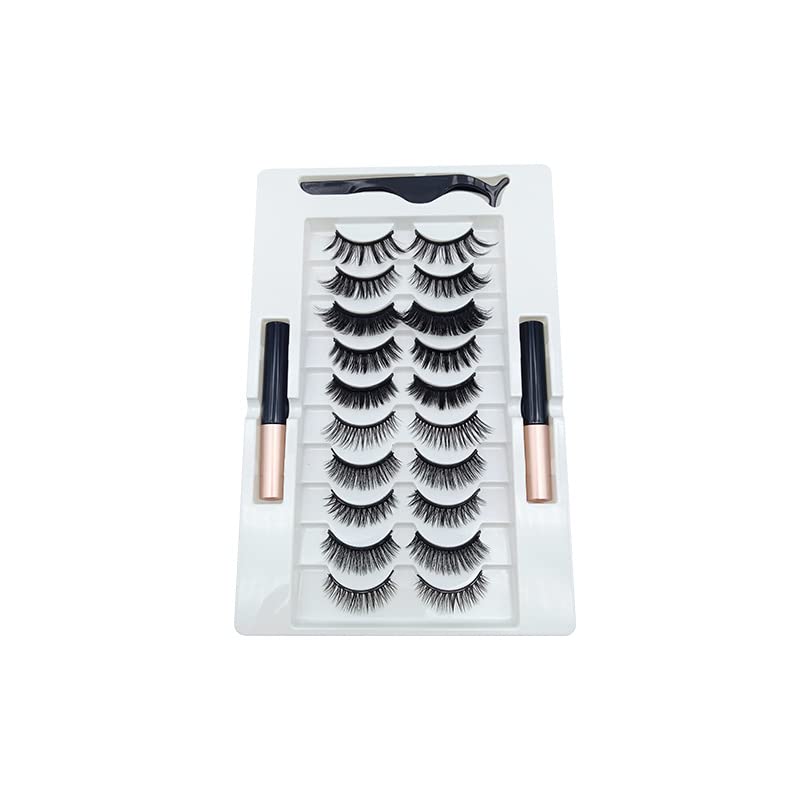 Yunnyp Magnetic Eyelashes Kit - 10 Pairs Washable & Reusable No Glue False Lashes with 2 Magnetic Eyeliners & Applicator for Women - Perfect for Daily Wear, Parties & Special Occasions