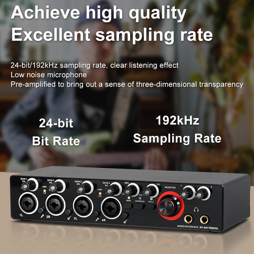 Professional 4-Channel Portable Audio Interface Sound Card with Loopback Monitor - High-Quality Recording Equipment for Studio, Podcast & Live Streaming