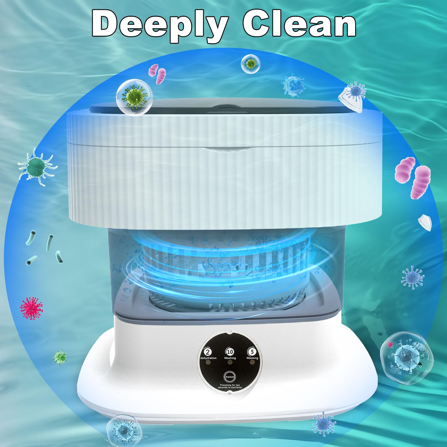 Mini Portable Washing Machine 16L with Spin Dryer - Compact Travel Washer, Foldable Design, Grey | Perfect for Camping, Dorms, RVs & Small Apartments