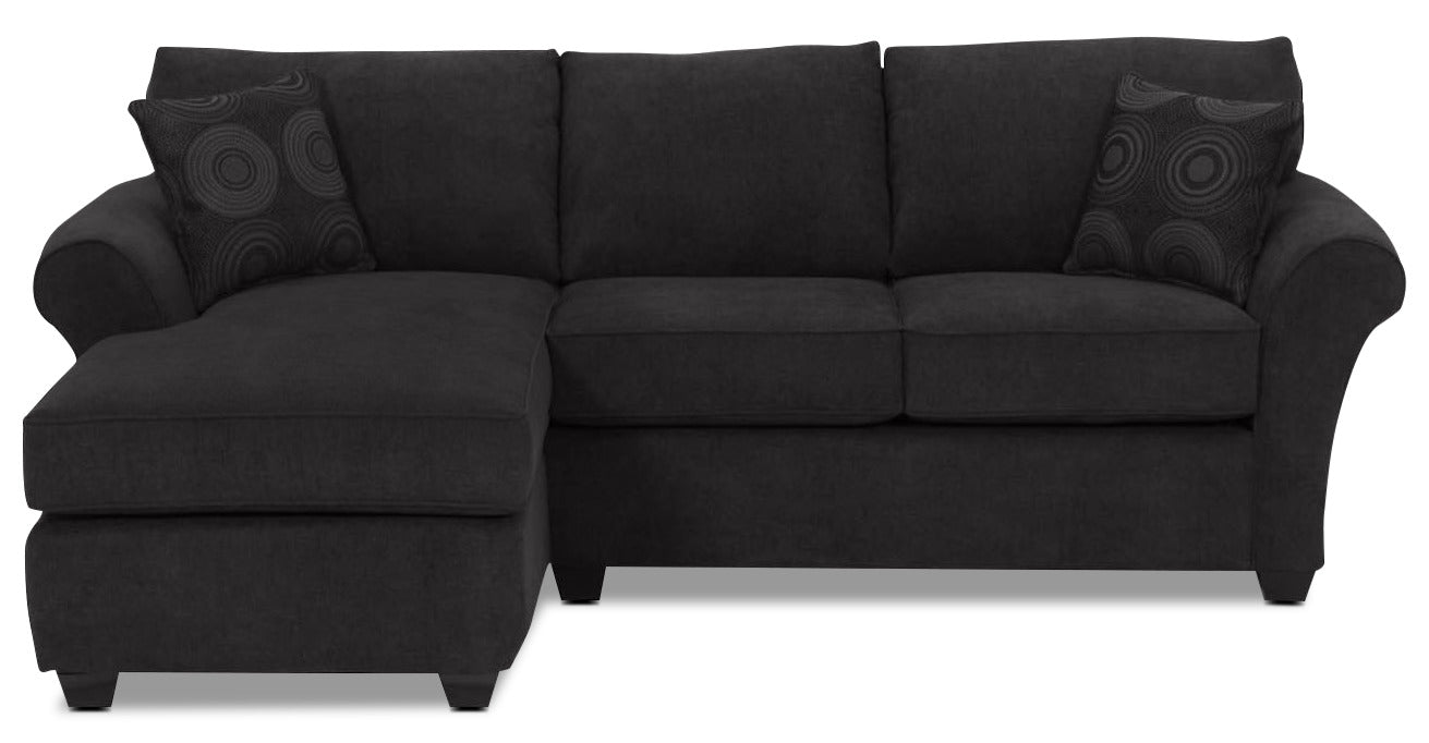 Althea 2-Piece Sectional Sofa with Left-Facing Chaise Lounge - Modern Black Fabric Living Room Furniture for Small Spaces & Apartments