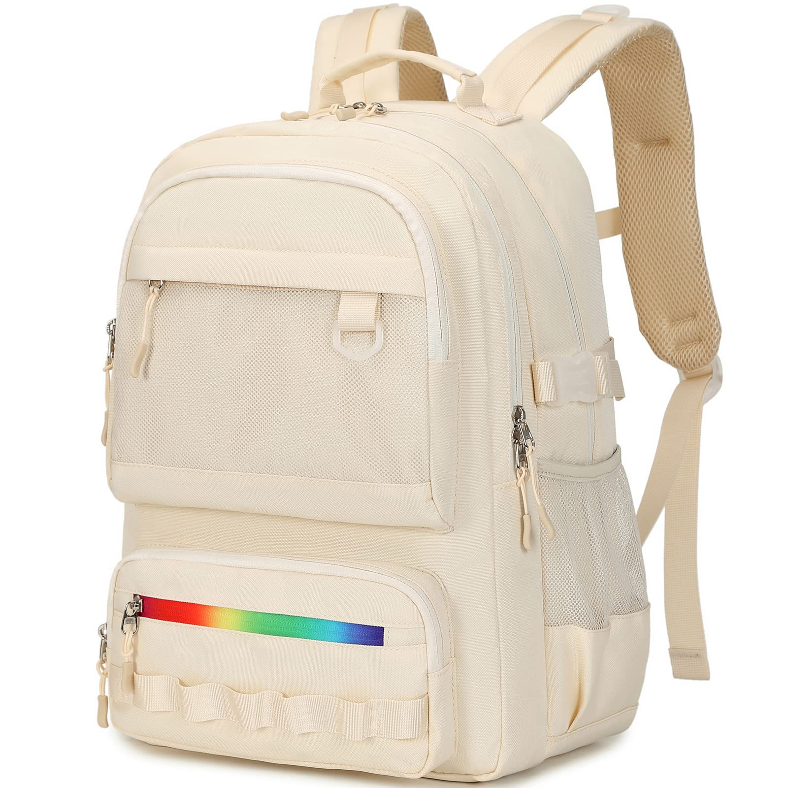 Harlang Travel Laptop Backpack for Men & Women - 15.6 Inch Business Computer Backpack, College School Backpack with USB Charging Port - Perfect for Work, Travel & Daily Commute - Beige