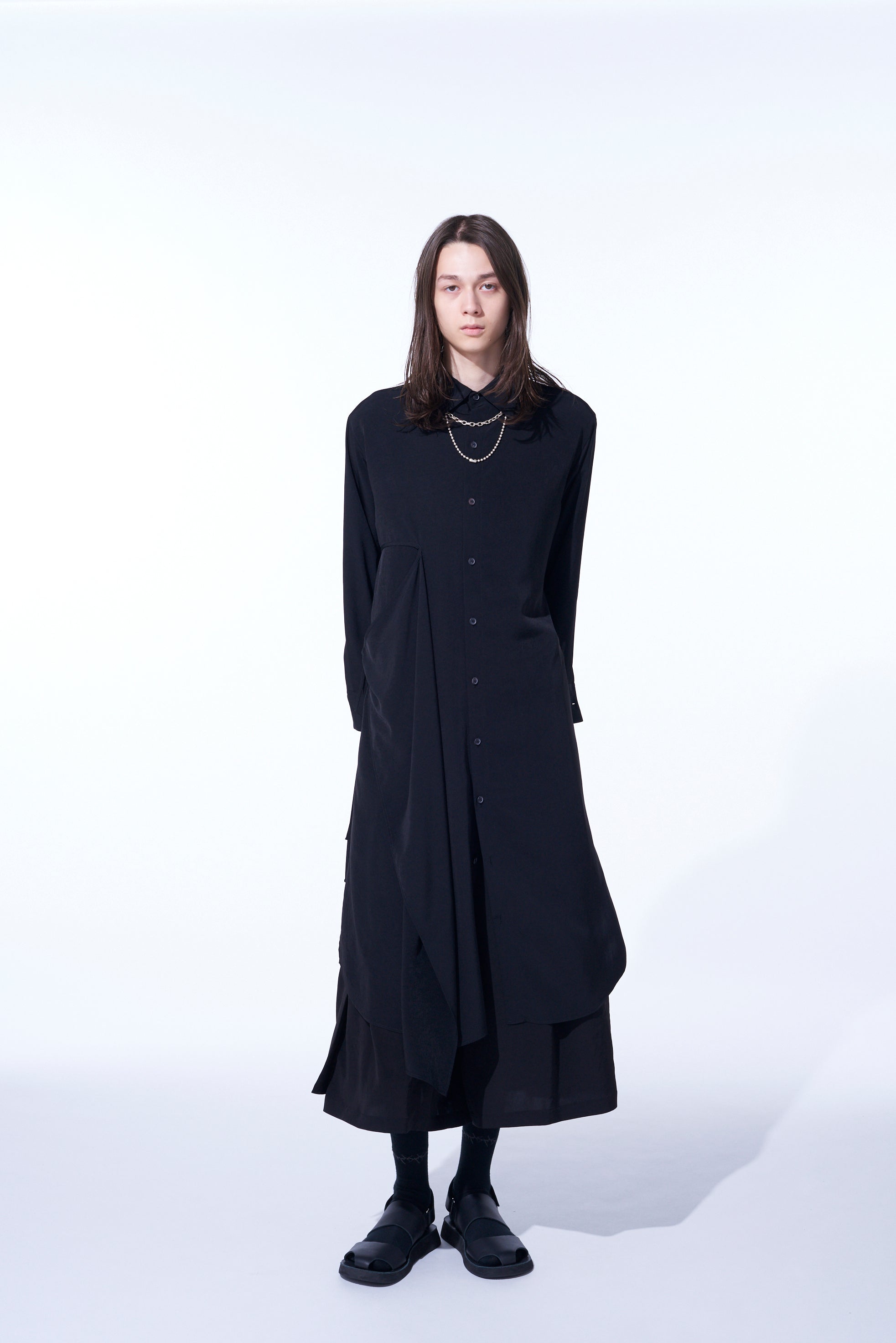 Elegant Crepe de Chine Shirt Dress with Double Tailored Right Front - Perfect for Office Wear & Casual Outings