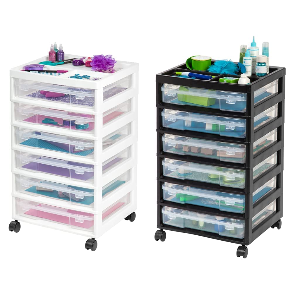 IRIS USA Scrapbook Storage Cart with Organizer Top, 12 Cases & Craft Accessories - Perfect for Scrapbooking, Card Making & Craft Room Organization