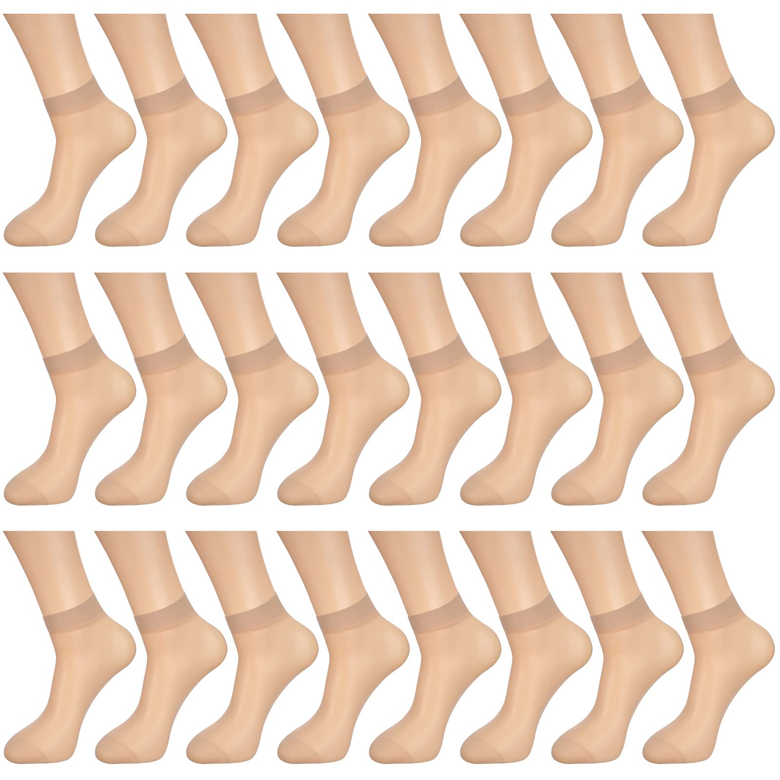 Bencailor 24 Pairs Women's Sheer Ankle Socks - Thin Nylon Socks for Women, Transparent High Hosiery Stockings - Perfect for Office, Dress Shoes & Everyday Wear