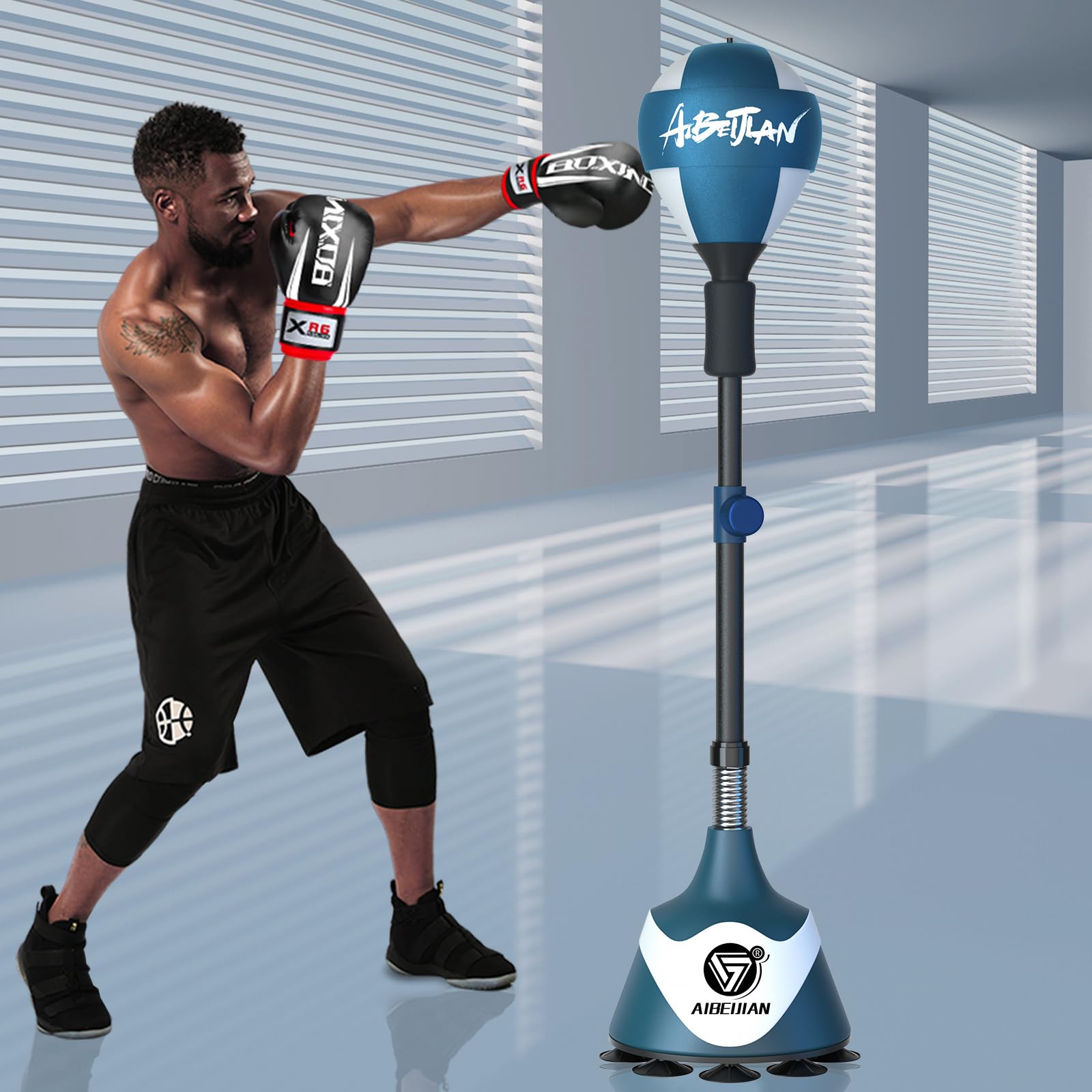Freestanding Reflex Boxing Bag with Adjustable Stand - Heavy Duty Punching Bag for Adults & Kids - Speed Ball for Home Gym Training - Perfect for Boxing, MMA, Cardio & Fitness Workouts