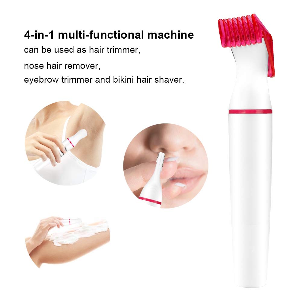 4-in-1 Electric Eyebrow Trimmer for Women & Men - Multi-Functional Portable Shaver with Detachable Heads for Eyebrows, Nose Hair & Facial Grooming - Perfect for Travel, Home & Salon Use