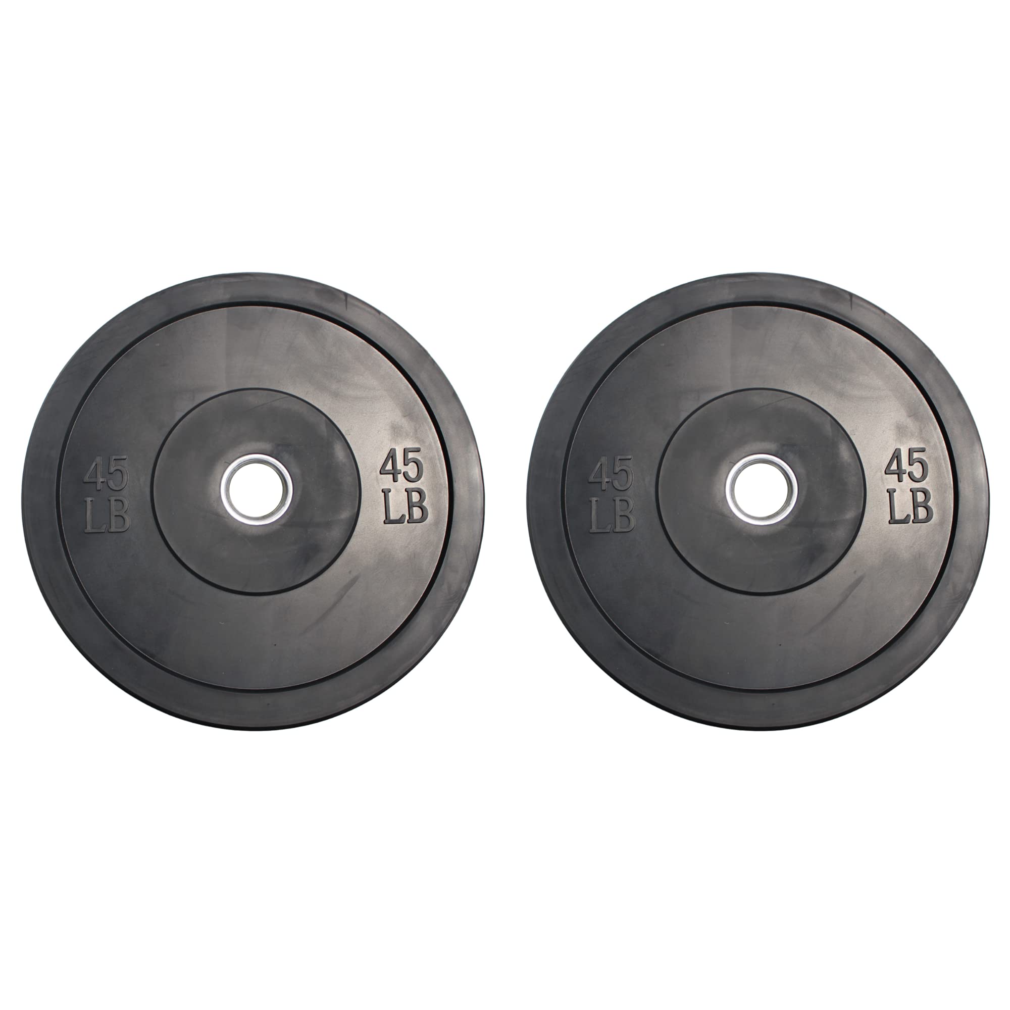Ader 45lb Black Rubber Bumper Plates - Pair of Olympic Weight Plates for CrossFit, Powerlifting & Home Gym Workouts