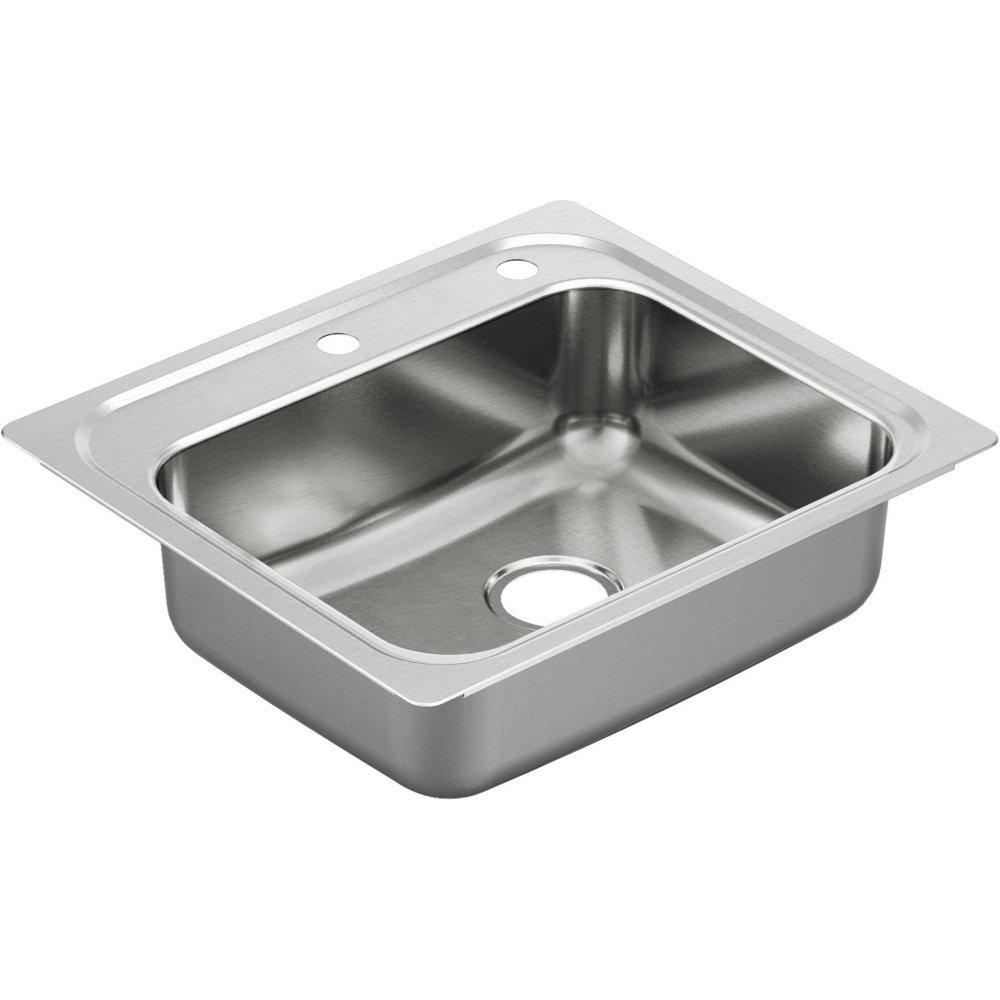 Moen G201962 2000 Series 20 Gauge Stainless Steel Single Bowl Drop-In Kitchen Sink - Durable & Scratch-Resistant for Modern Homes, Perfect for Meal Prep & Dishwashing