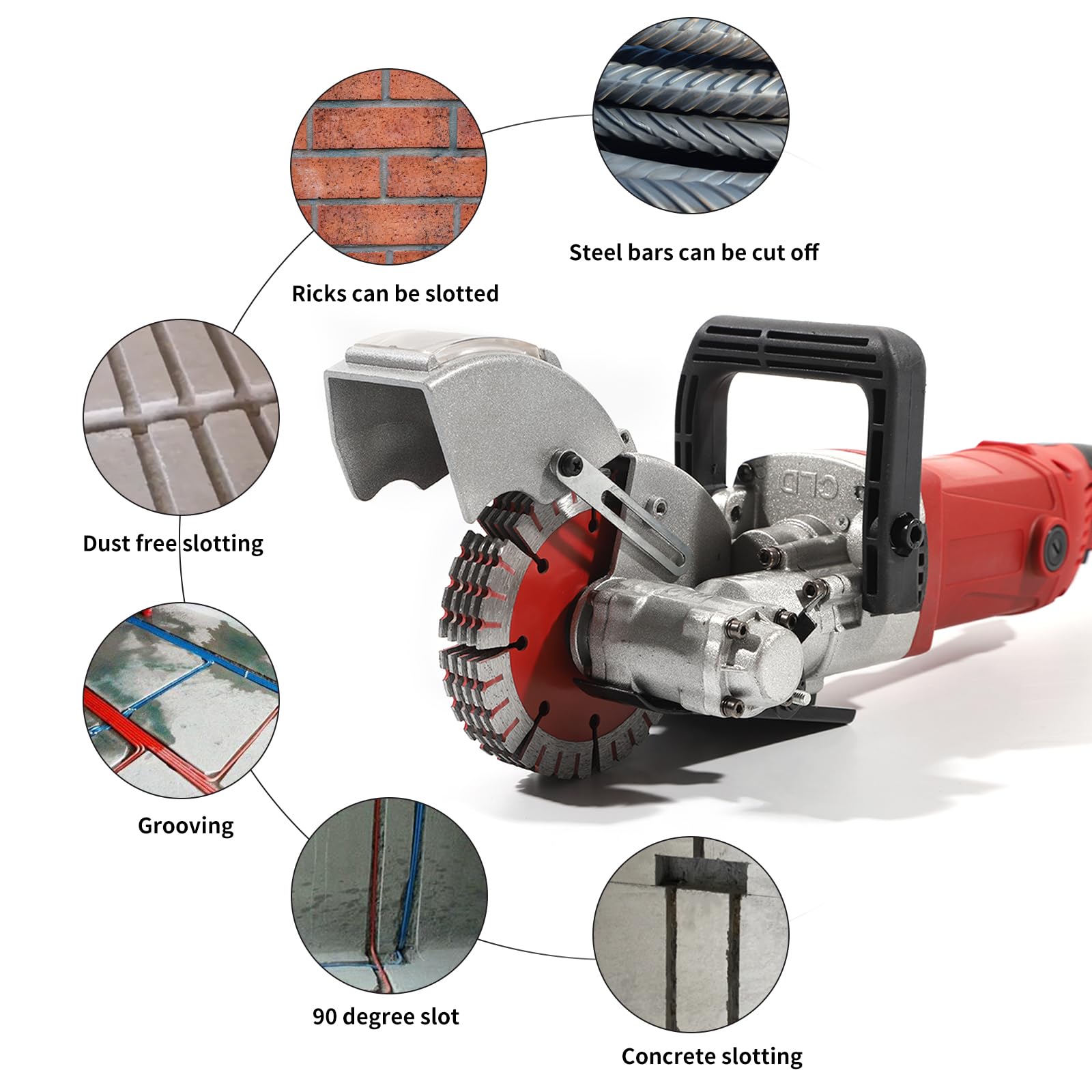 ZXMOTO 4000W 33MM Electric Wall Chaser Groove Cutter - Professional Concrete Notcher Groover with 5 Saw Blades (220V) - Perfect for DIY Home Renovation & Construction Projects