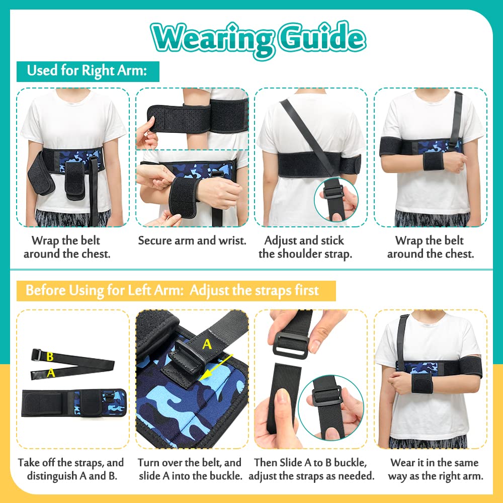 Mybow Kids Shoulder Immobilizer Sling - Adjustable Child Arm Sling with Waist Strap for Broken Collarbone, Clavicle & Shoulder Injuries | Rotator Cuff Surgery Support Brace for Toddlers | Perfect for Post-Surgery Recovery, Sports Injuries & Daily Comfort