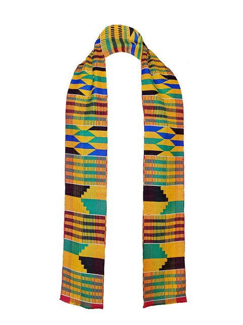 Authentic Handwoven African Kente Cloth Sash - DPKS200 | Traditional Ghanaian Waist Scarf for Weddings, Cultural Events & Home Decor