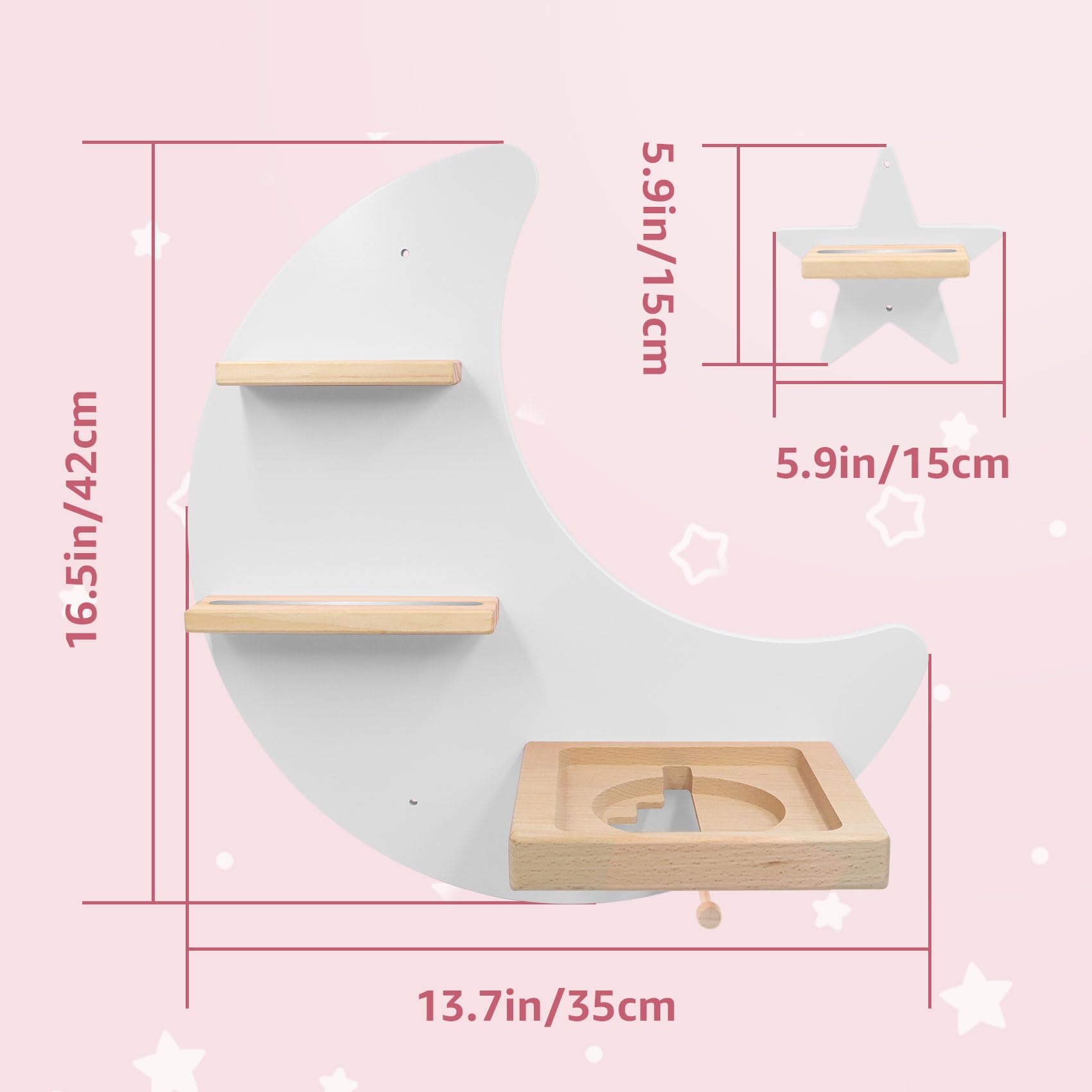Magnetic Wooden Floating Shelves for Toniebox - Wall Mounted Storage Set for Tonie Figures, Compatible with Tonie Box Player - Perfect for Kids' Room Organization & Display