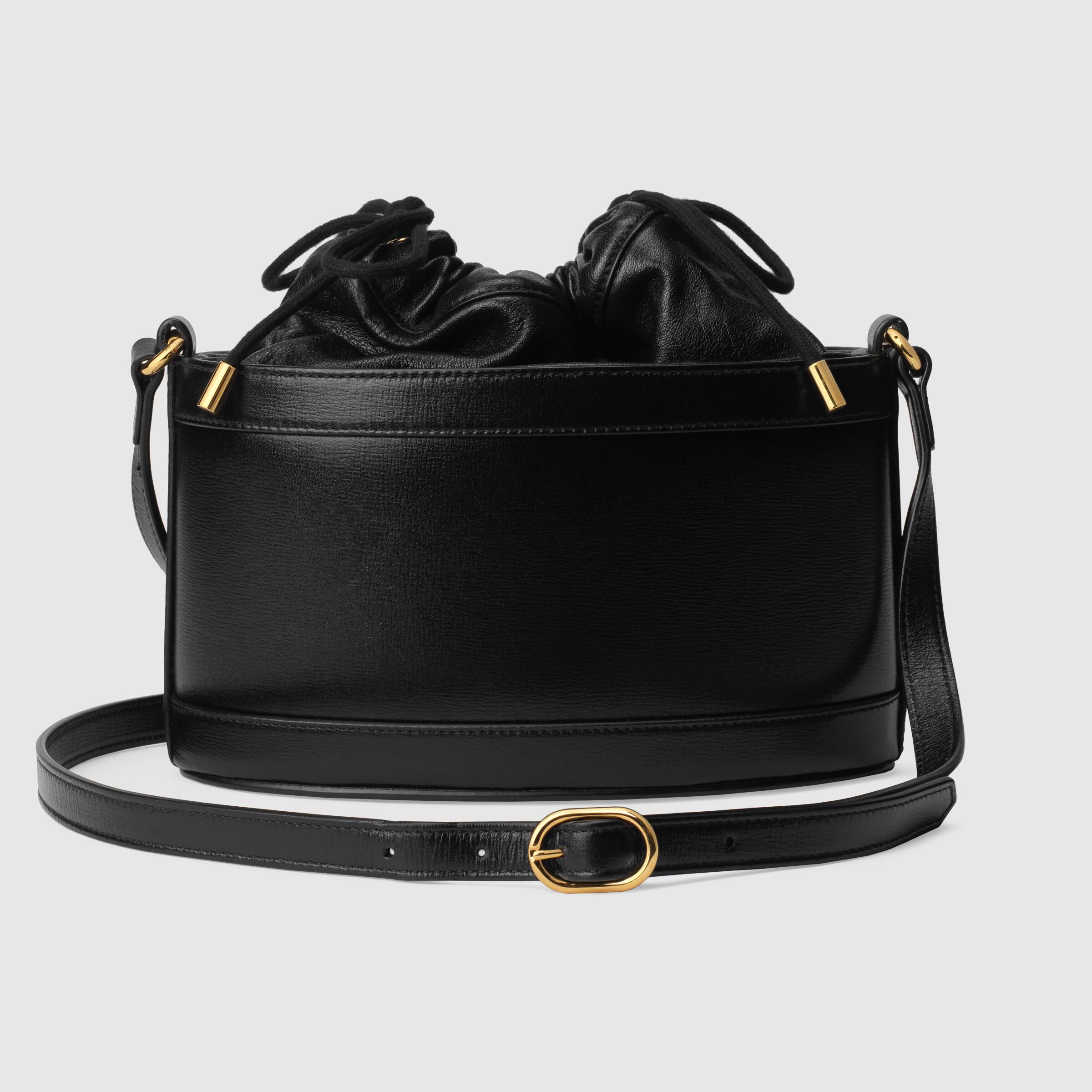 Gucci 1955 Horsebit Bucket Bag Black Leather Shoulder Bag for Women | Luxury Designer Handbag for Everyday Use, Work & Travel