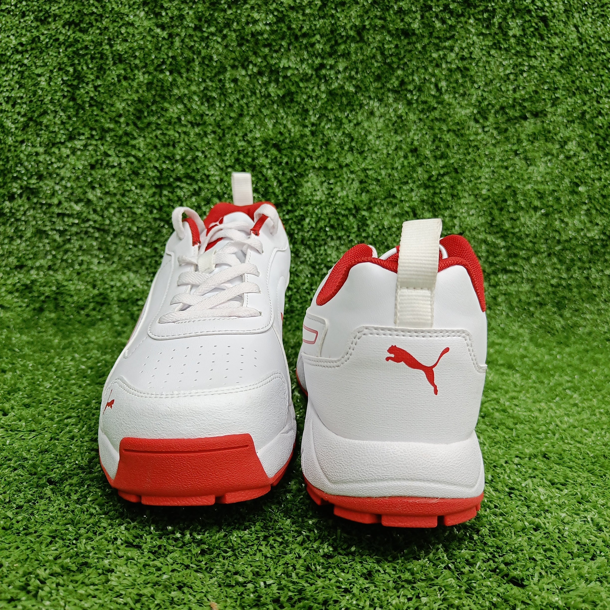 Puma Cricket Shoes for Men & Women - White, Grey, Dawn Red Blast - Lightweight & Comfortable for Sports, Running, Gym & Casual Wear