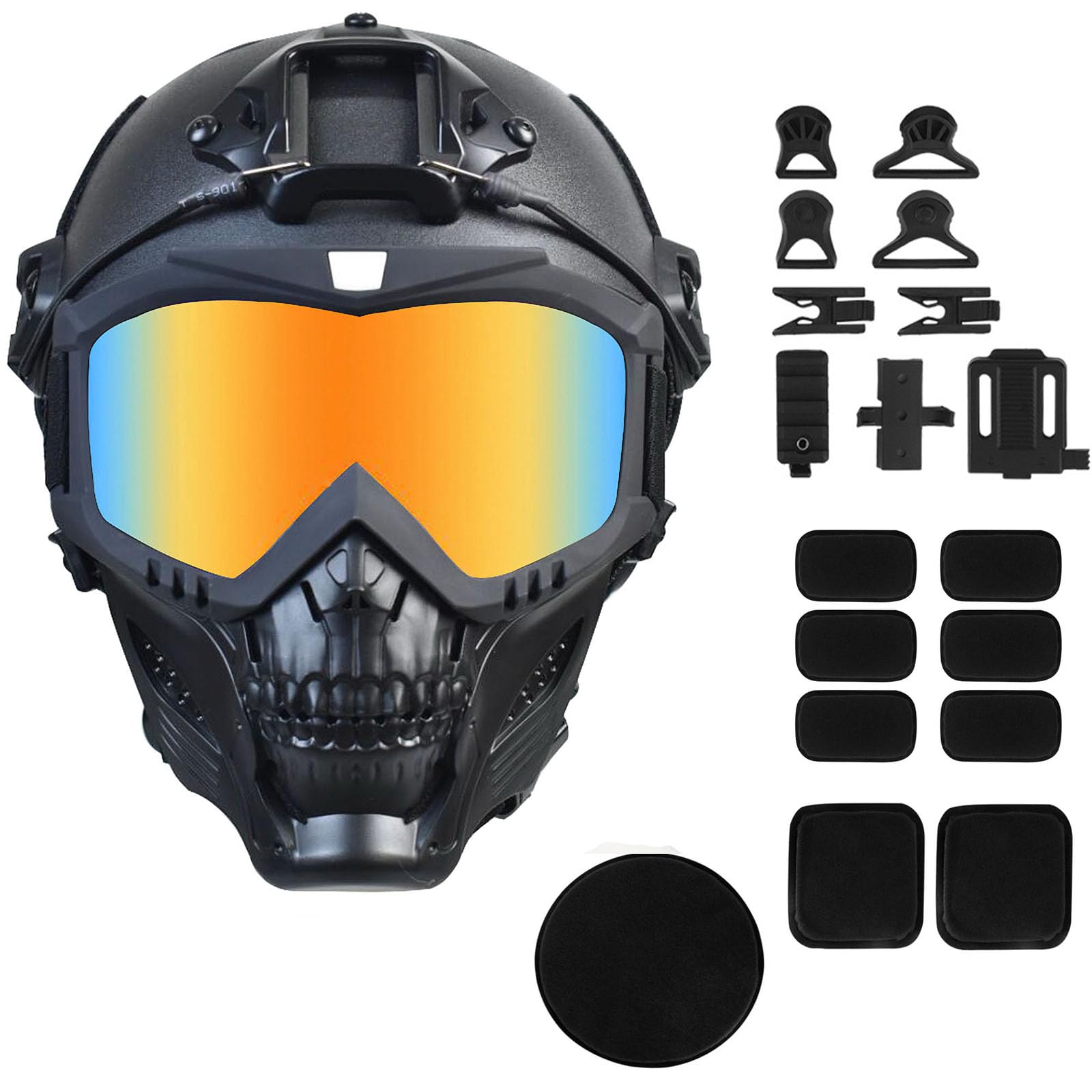 Tactical Airsoft Full Face Mask with Detachable Anti-Fog Goggles & Adjustable Fast Helmet - Protective Gear for Adults & Teens | Outdoor Combat, Paintball, Airsoft Games