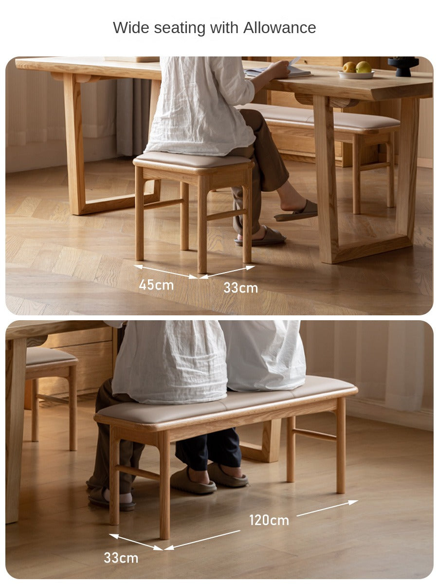 Solid Oak Wood Modern Soft Tea Stool - Comfortable & Stylish Footrest Ottoman for Living Room, Bedroom, or Tea Ceremony