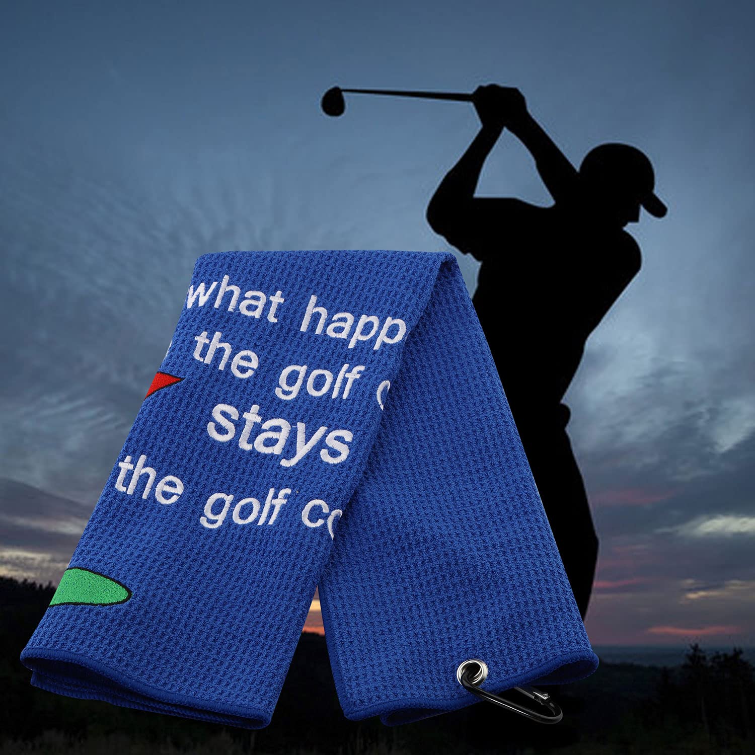 Premium Embroidered Golf Towel - Microfiber Waffle Design with Secure Clip - Funny Golf Gift for Men & Women - Perfect for Golf Courses, Driving Ranges & Sports Events