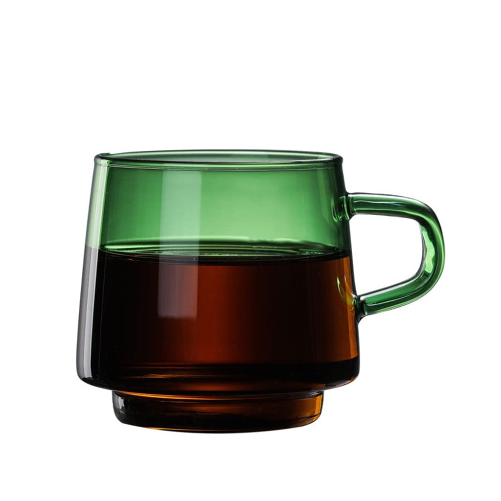 Vibrant Green High Borosilicate Glass Coffee Mug - 300ML Heat-Resistant Tumbler for Tea, Juice, Milk & Water | Perfect for Home, Office & Outdoor Use