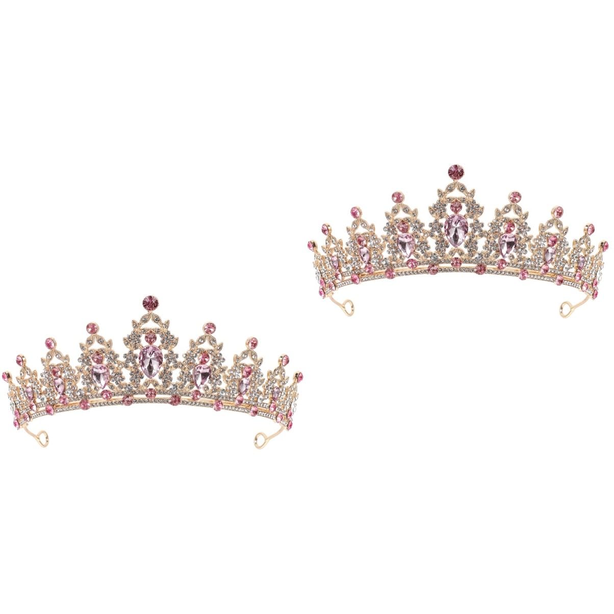 **2pcs Crown Bridal Tiara Headpieces - Rhinestone Wedding Hair Jewelry for Bride, Bridesmaids & Flower Girls - Perfect for Weddings, Prom, Pageants & Special Occasions**