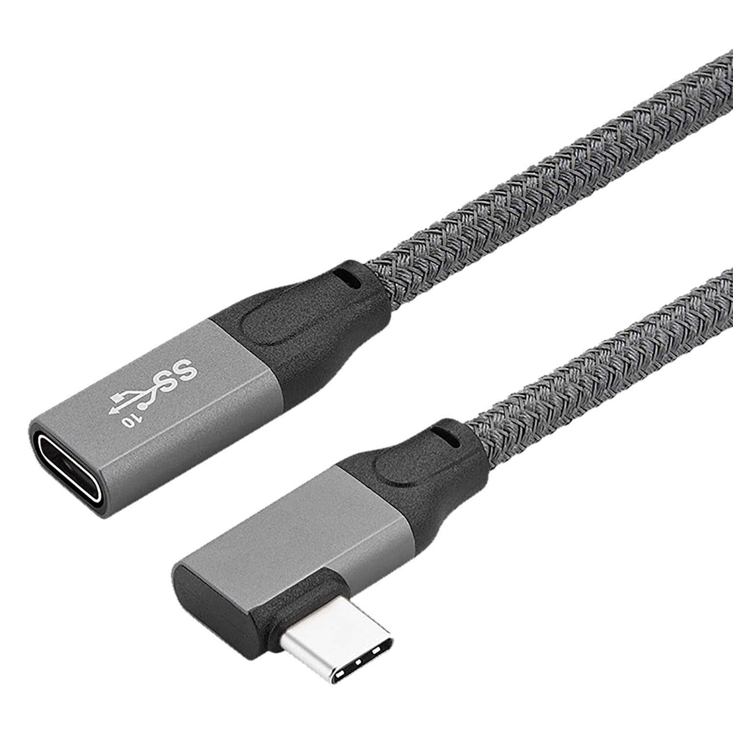 USB C Right Angle Extension Cable (3.3ft/1M) - USB 3.1 Gen 2 Female to Male Adapter, 10Gbps Data Transfer & 100W Fast Charging, 90 Degree Angled Extender for MacBook, Laptop, Docking Station, Oculus Quest Link - Perfect for Home Office, Gaming & VR Setup