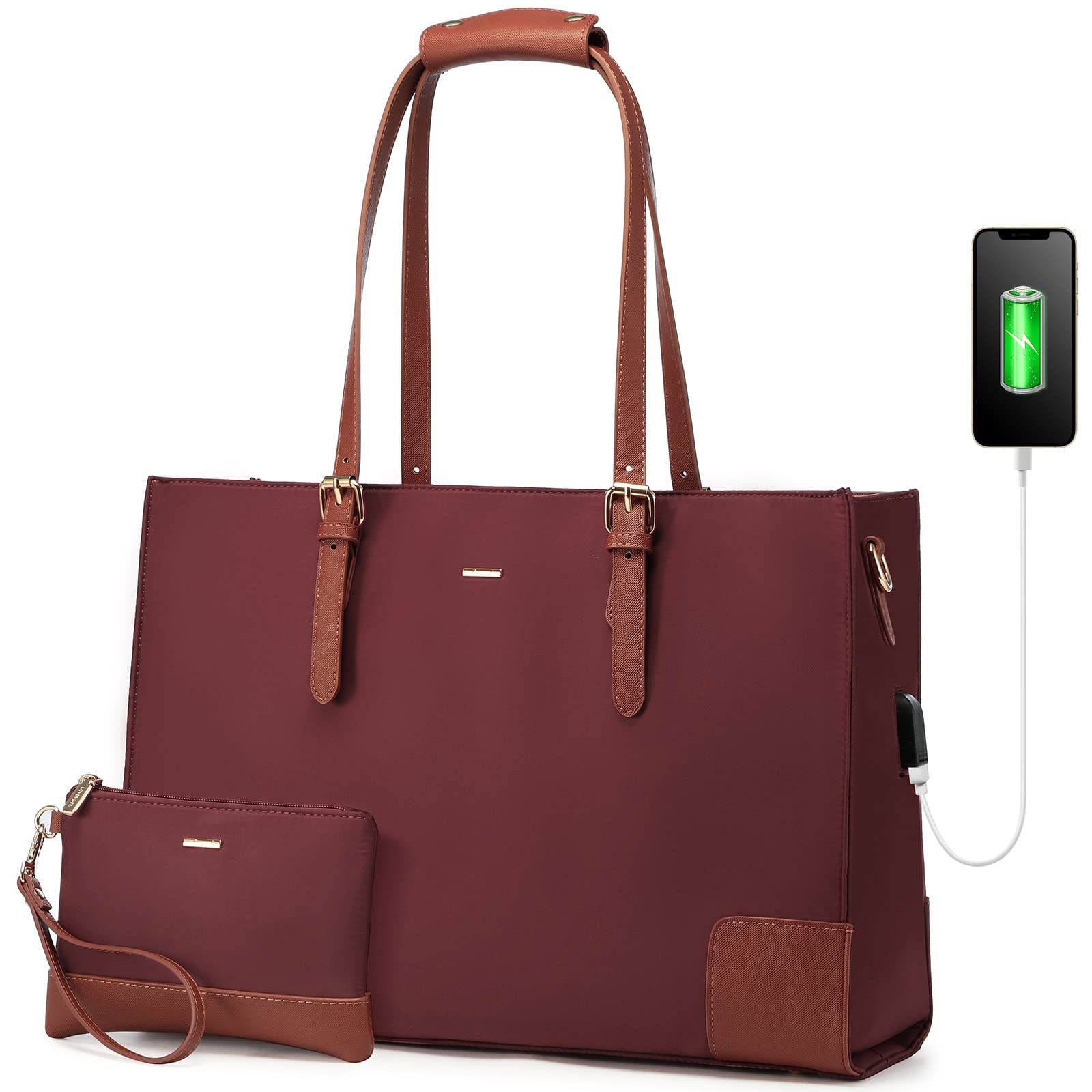 LOVEVOOK 15.6 Inch Laptop Bag for Women - Professional Work Tote, Business Briefcase & Teacher Office Bag - Perfect for Commuting, Business Trips & School