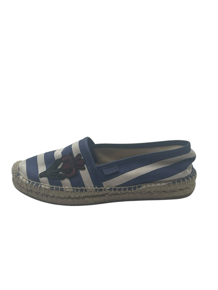 Gucci Embroidered Bee Striped Espadrilles for Women - Size 37 (US 7) | Stylish Summer Sandals for Beach, Vacation & Casual Outings