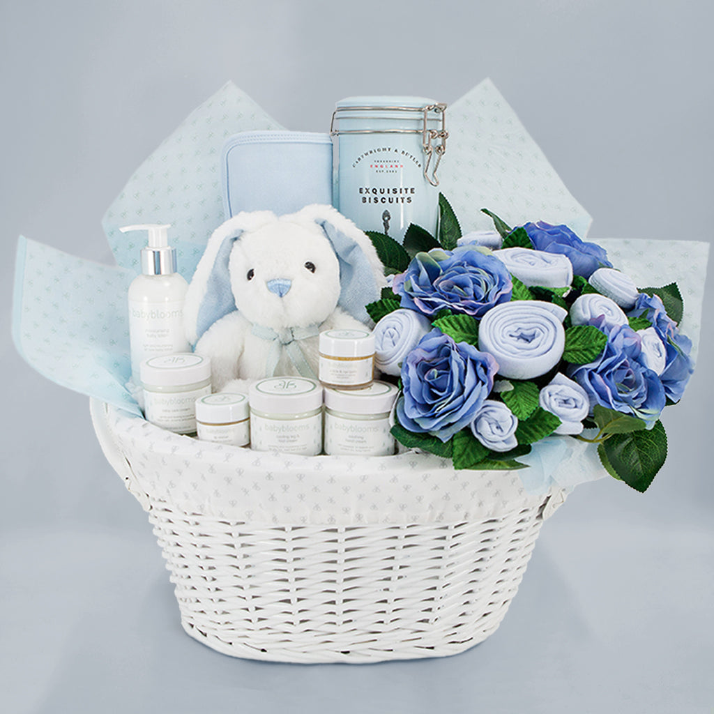 Premium Mum and Baby Gift Basket - Luxury Newborn Essentials in Blue | Perfect for Baby Showers, Birthdays & Special Occasions