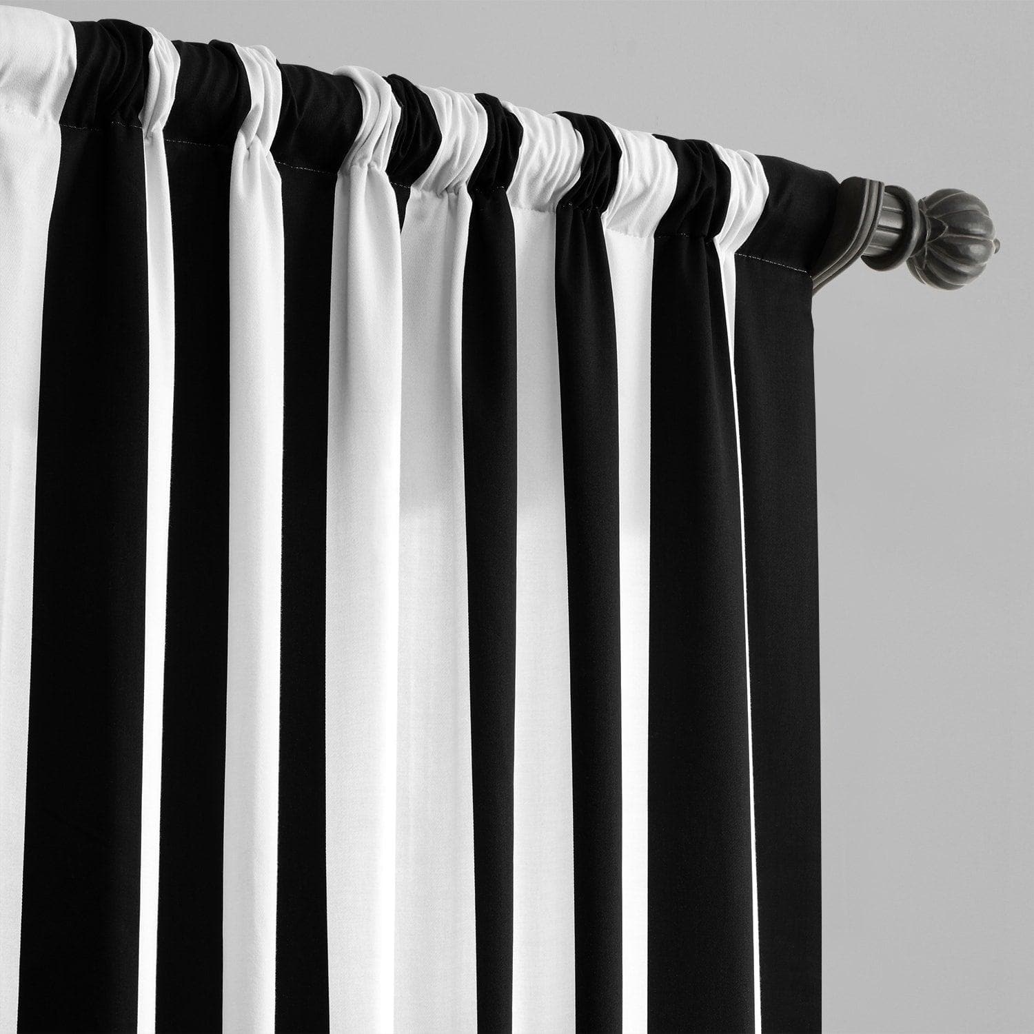 Black Striped Cotton Room Darkening Curtains for Bedroom & Living Room - Cabana Style Window Treatment for Better Sleep & Privacy