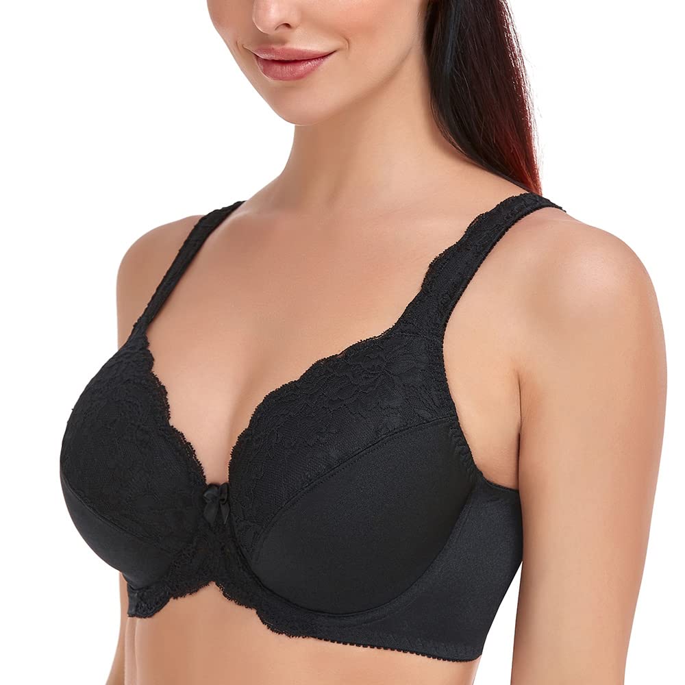 Plus Size Women's Minimizer Bra - Full Coverage Underwire Unlined Lace Bras for Comfort & Support | Perfect for Everyday Wear & Special Occasions