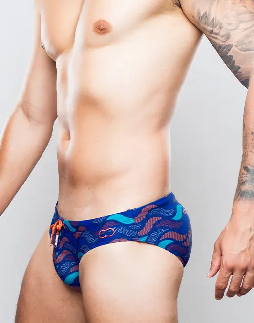 2Eros Men's Ocean Print Swim Brief V10 - Stylish & Comfortable Swimwear for Beach, Pool & Vacation