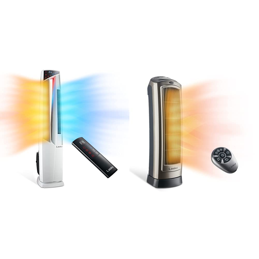 Lasko Oscillating Hybrid Fan & Ceramic Tower Space Heater Combo - Perfect for Year-Round Home & Office Comfort