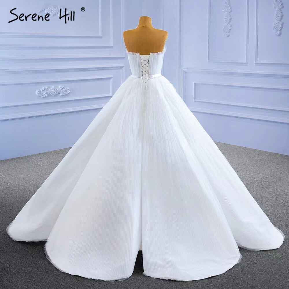 Serene Hill White Strapless Sexy Wedding Dresses 2025 | Simple Lace-Up High-End Bride Gowns HM67302 | Custom Made for Beach, Church & Garden Weddings