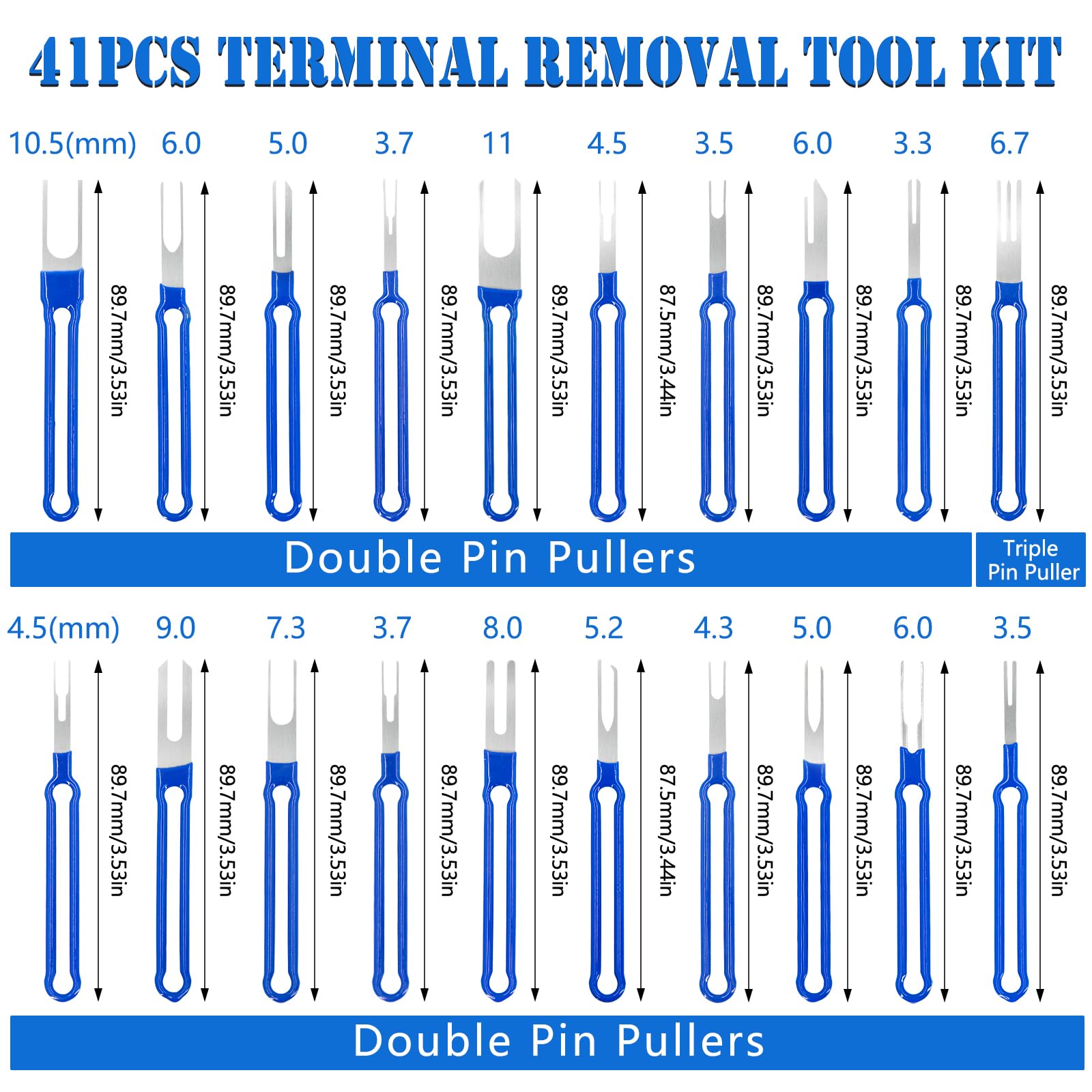43-Piece Terminal Pin Removal Tool Kit - Professional Pin Extractor & Wire Terminal Release Tool with Wire Strippers & Tire Tread Depth Gauge - Perfect for Automotive Repair, Car Maintenance & Household Electrical Projects