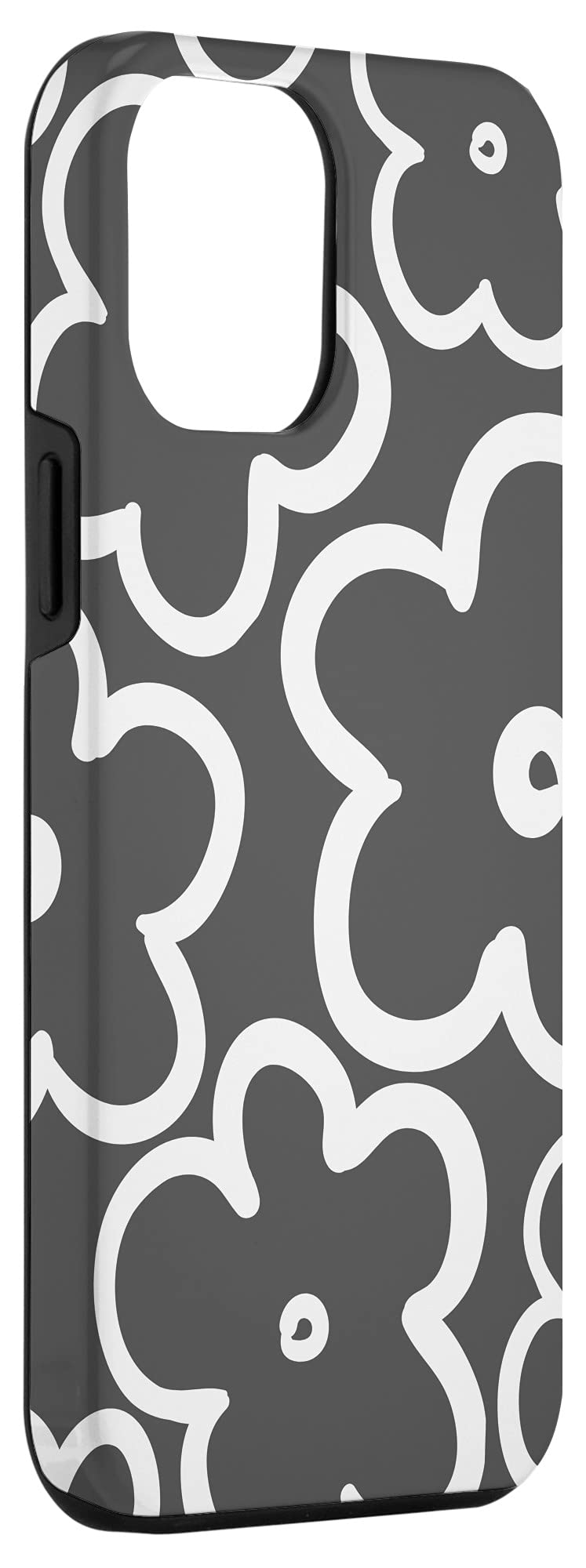 iPhone 12 Pro Max Case - Floral Design with Cute Wildflower Pattern in Charcoal Grey & White | Protective Cover for Everyday Use, Travel & Work