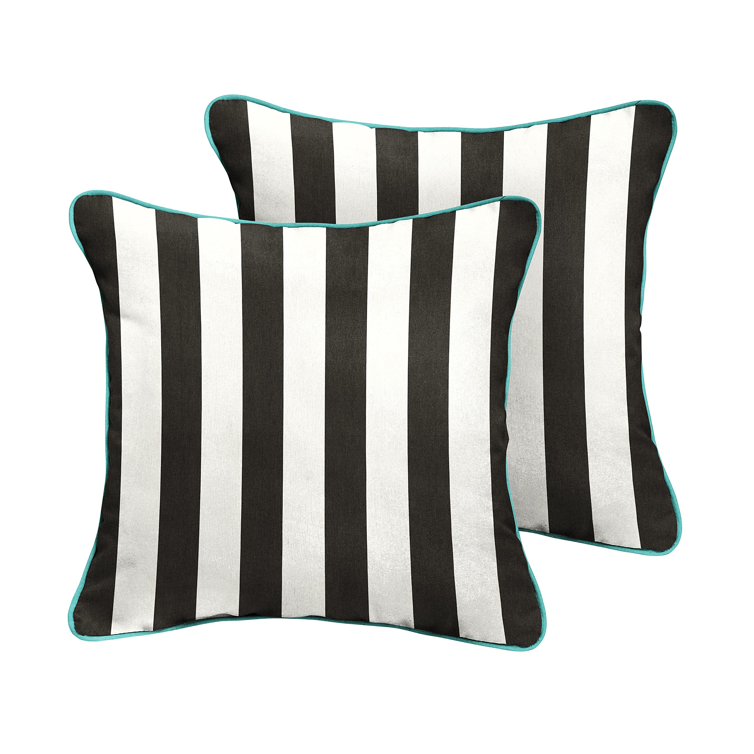 Sorra Home x Sunbrella - 2-Pack Square Throw Pillows, Cabana Classic Stripes & Aruba Patterns - Water-Resistant Outdoor Cushions for Patio, Poolside & Garden Decor