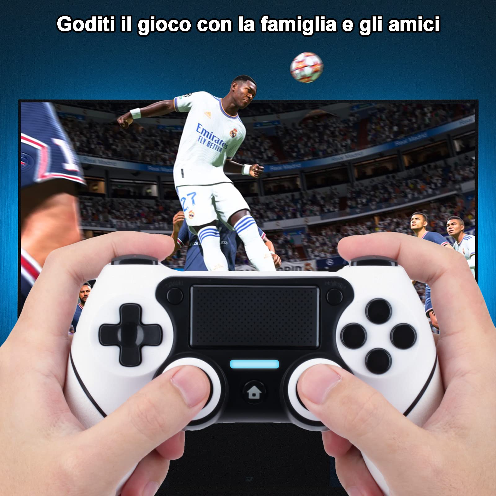 Wireless PS4 Controller Compatible with PS4/Pro/Slim & PC - Dual Vibration, 6-Axis Gyro, Turbo Mode, 1000mAh Battery, Touch Pad, Audio Jack, M1/M2 Buttons - Perfect for Gaming, Streaming & Esports