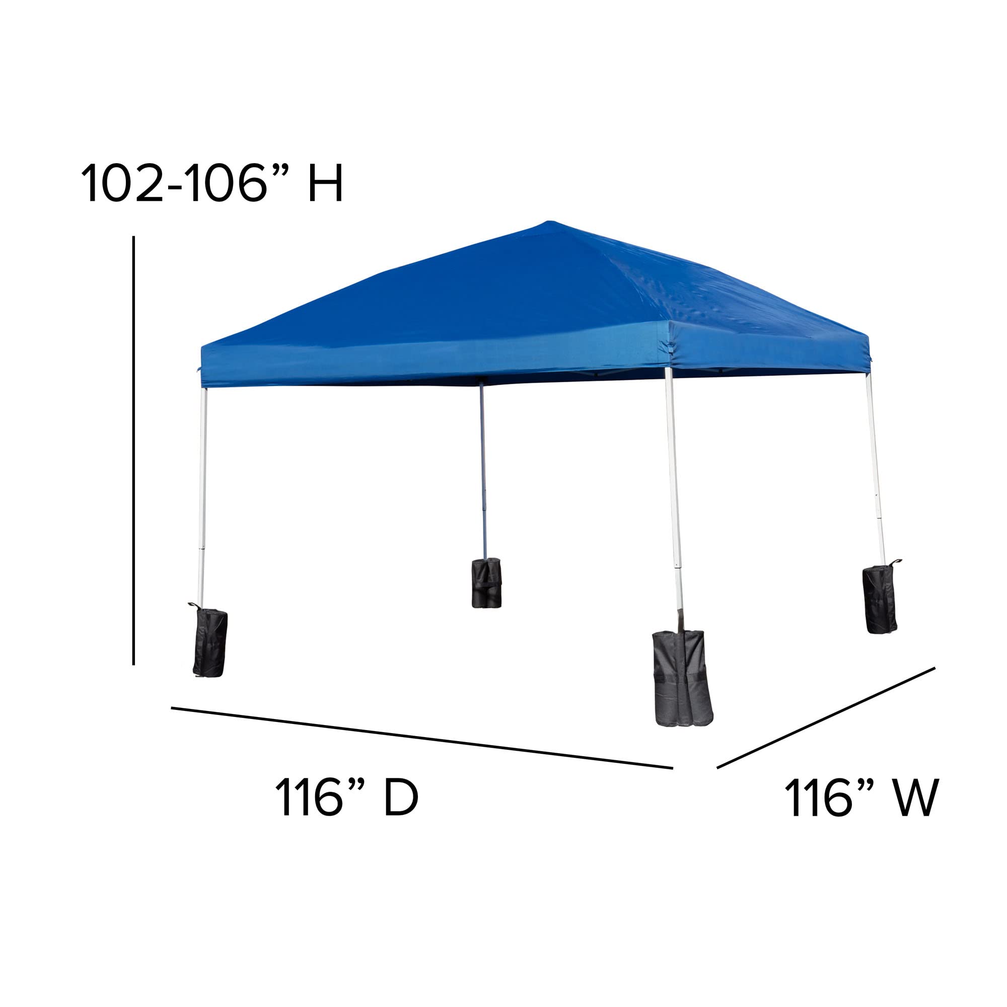 Flash Furniture Harris 10'x10' Blue Pop Up Canopy Tent with Wheeled Carry Case & Folding Bench Set - Portable Outdoor Shelter for Tailgating, Camping, Beach Parties, Farmers Markets & Backyard Events