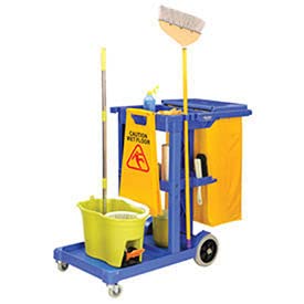 Global Industrial Janitor Cart - Heavy Duty Cleaning Cart with 25 Gallon Vinyl Bag for Office, School & Hospital Cleaning Supplies Organization