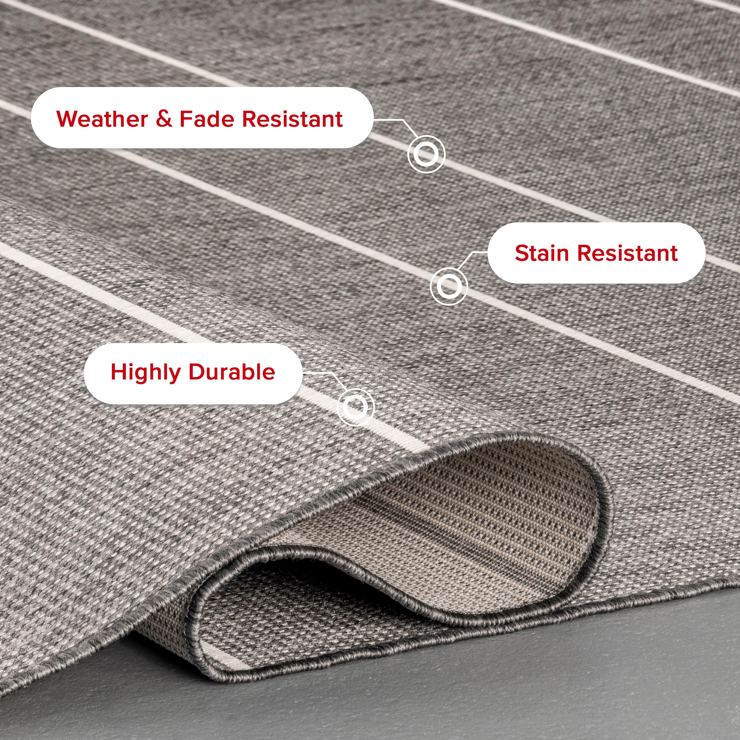 nuLOOM 6' x 9' Outdoor Performance Area Rug - OEKO-TEX Certified, Weather Resistant & High Traffic Rug for Patio, Balcony, Deck - Alaina Dark Grey - Perfect for Outdoor Entertaining & Poolside Lounging