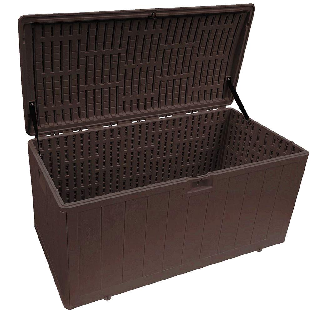 105 Gallon Outdoor Storage Deck Box with Standard Closure - Durable Plastic Deck Box for Patio, Garden & Backyard Organization - Java Brown Weather-Resistant Deck Storage Container