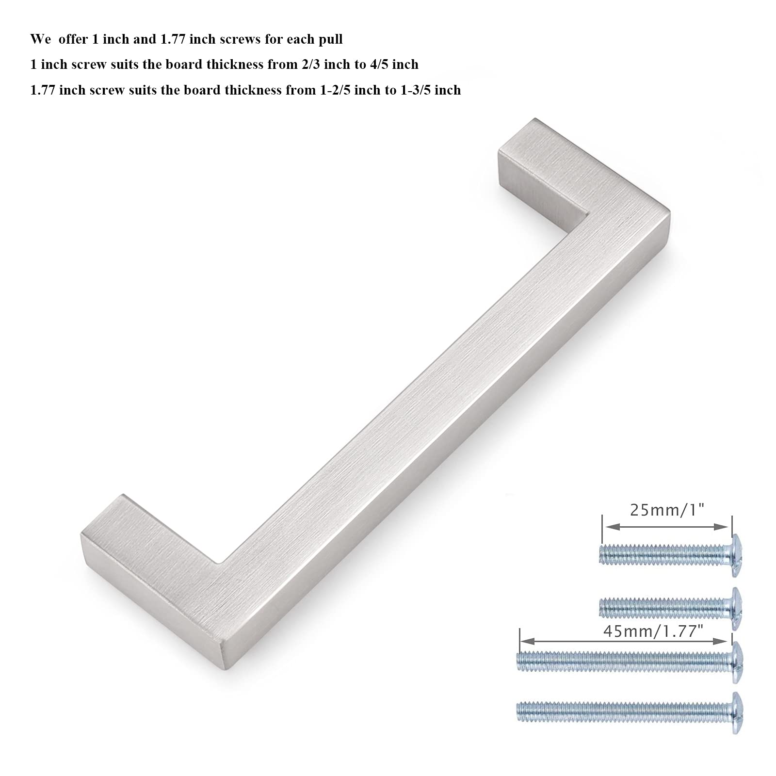 30 Pack 4 Inch (102mm) Brushed Nickel Square Bar Cabinet Pulls - Modern Kitchen Cabinet Handles & Drawer Pulls for Cabinets, Dressers, Wardrobes and Furniture Hardware