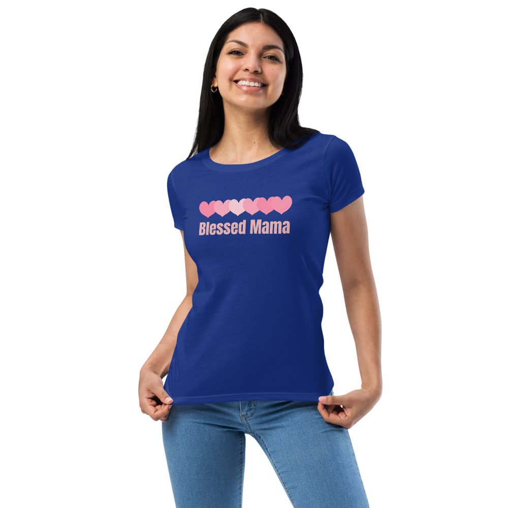 Blessed Mom T-Shirt - Women's Fitted Cute Mama Shirt for Mother's Day, Birthday Gift | Perfect for Family Photos, Church Events & Casual Outings