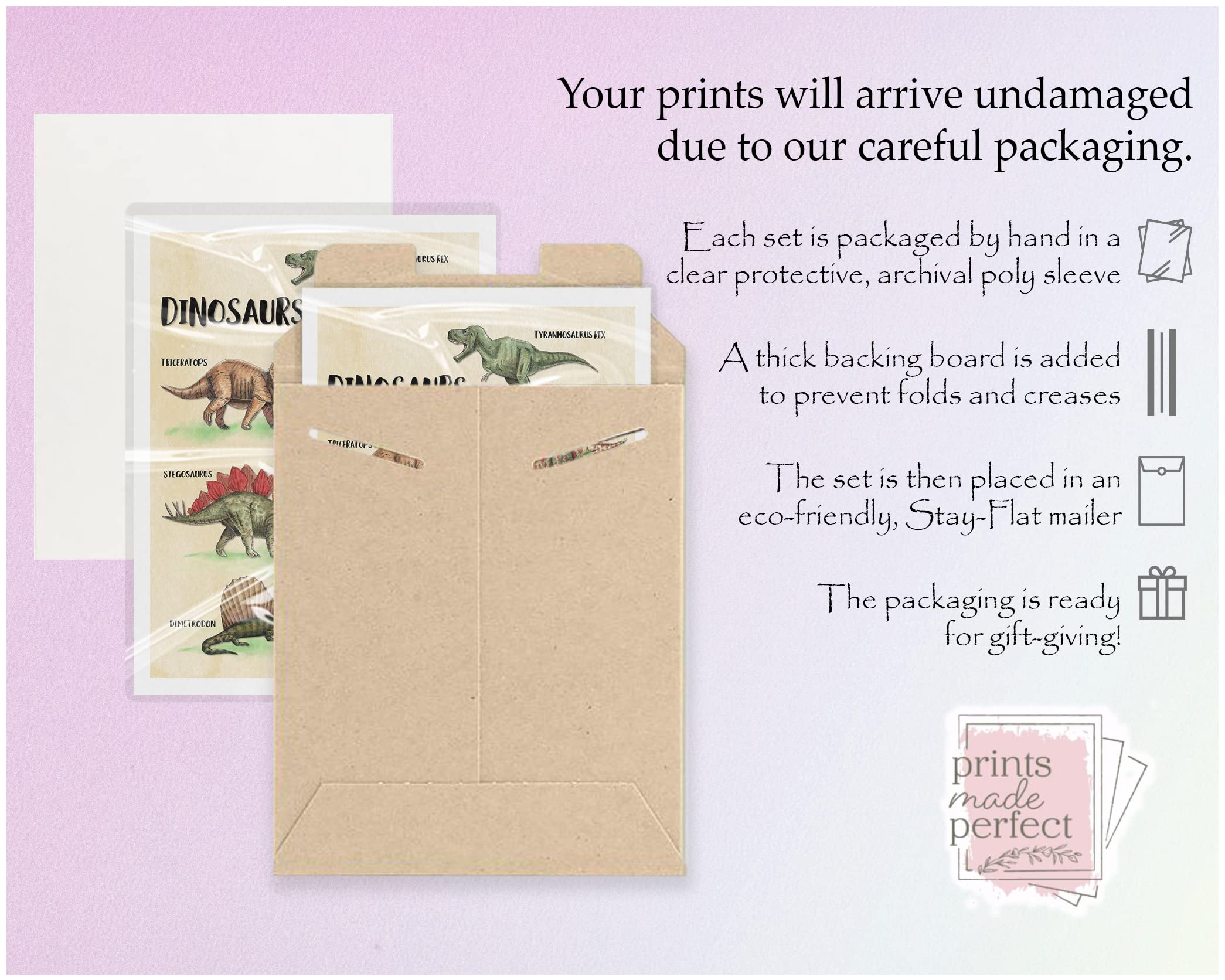 Dinosaur Wall Art Print - 11x14 Inches Unframed Canvas Poster - Kids Room Decor, Nursery, Bedroom & Playroom Wall Decoration