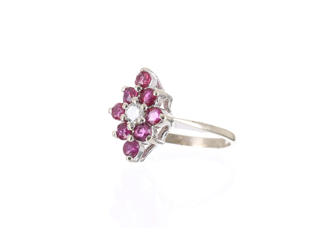 0.80tcw Natural Ruby & Diamond Cocktail Ring in 14K Gold - Elegant Women's Jewelry for Parties, Weddings & Special Occasions