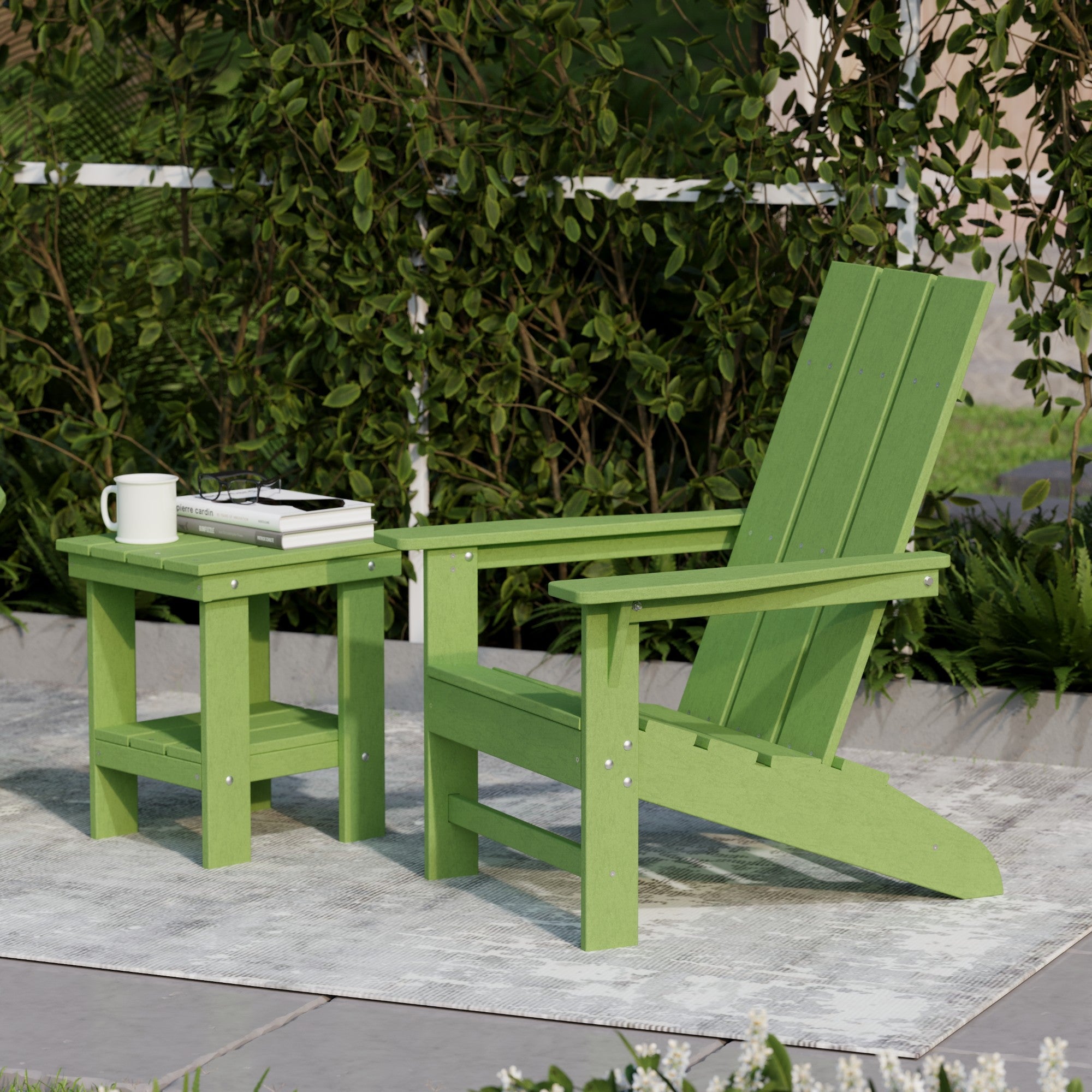Freedom 3-Piece Modern Adirondack Chair Set with Side Table - Outdoor Patio Furniture for Backyard, Garden & Poolside Relaxation
