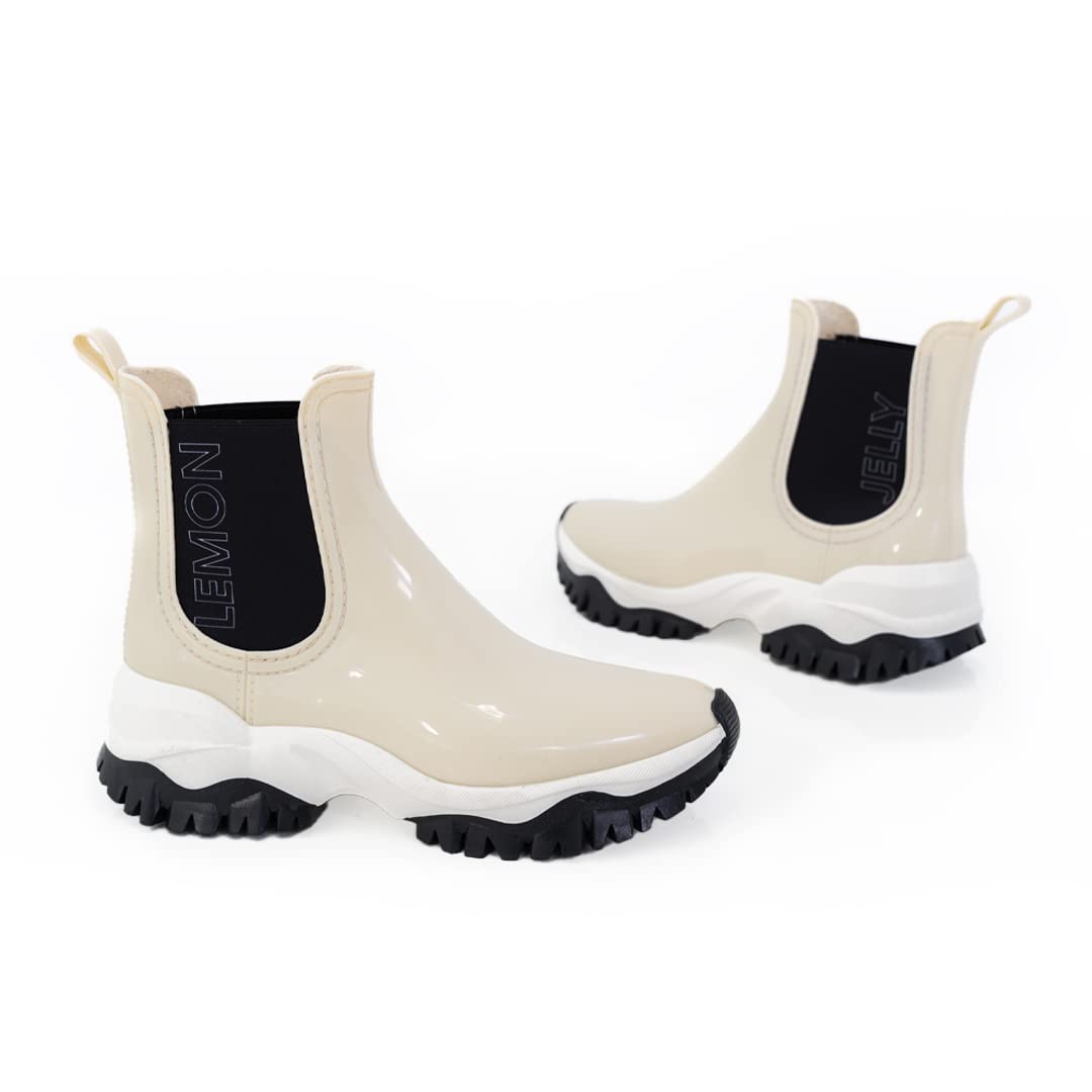 Lemon Jelly Jayden Women's Black Combat Boots - Waterproof Vegan PVC Military Boots - Lightweight Comfortable Ankle Booties - Made in Portugal - Perfect for Work, Outdoor Activities and Fashion Streetwear