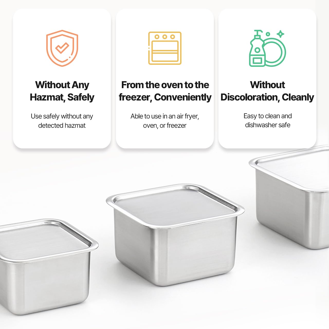 Premium 3-Piece Stainless Steel Food Storage Containers Set with Lids - Airtight, Dishwasher Safe & BPA-Free - Ideal for Meal Prep, Leftovers & Pantry Organization - Includes 3 Mesh Strainers for Kitchen Use