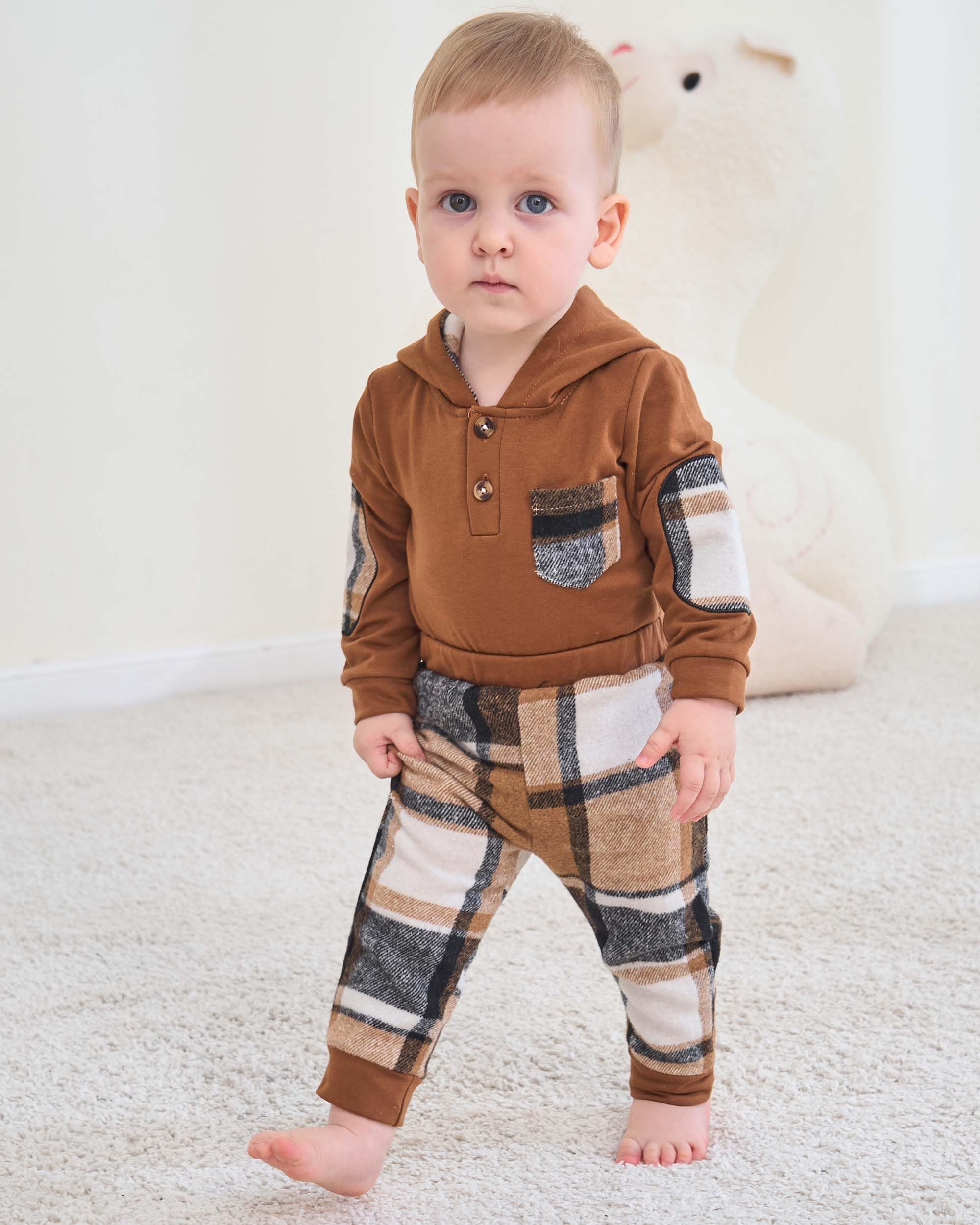 Renotemy Newborn Baby Boy Clothes - Soft Infant Hoodie Romper Outfits for Fall & Winter (0-3-6-9-12-18 Months) | Cozy Baby Boy Clothes for Playdates, Family Photos & Everyday Wear