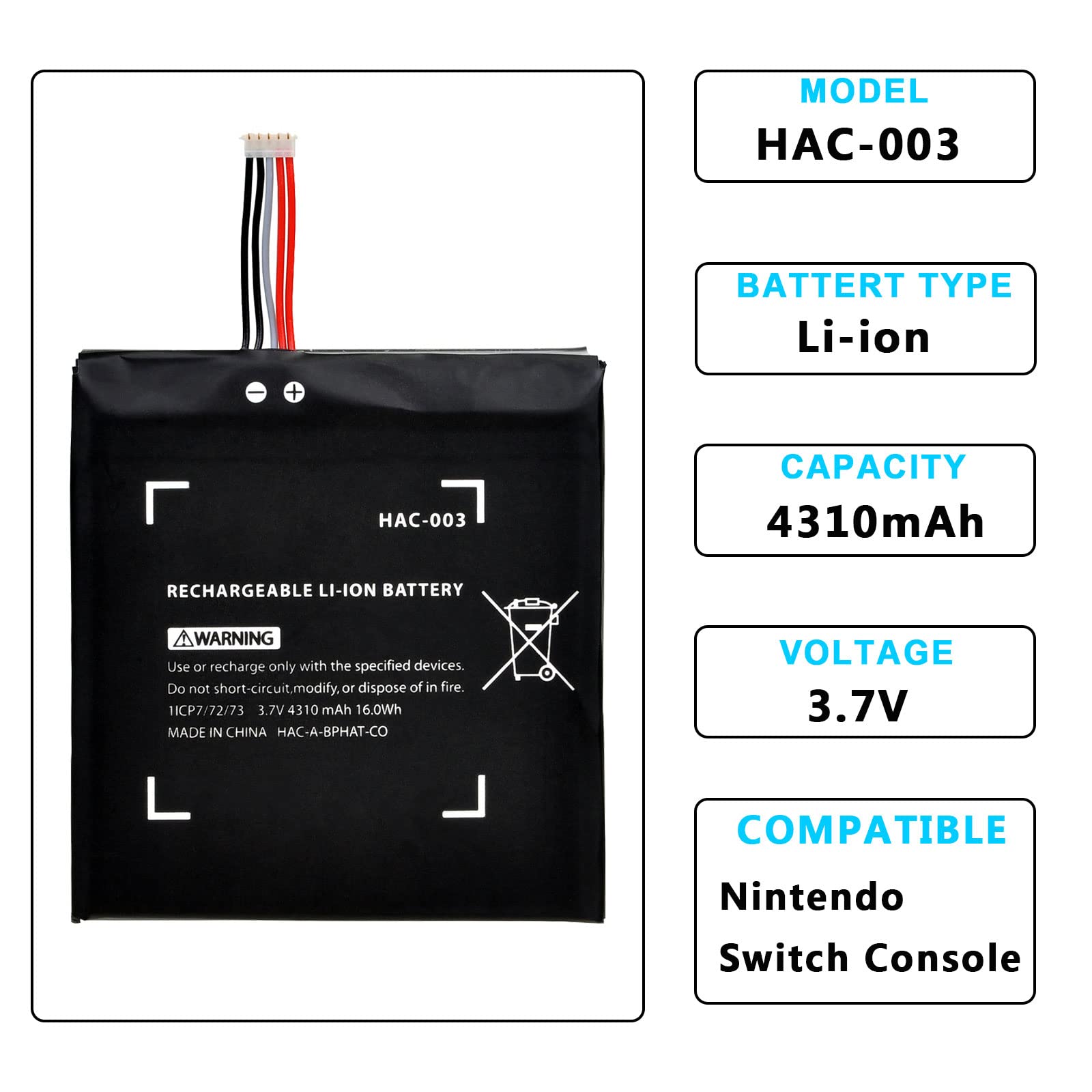 Pickle Power HAC-003 Replacement Battery for Nintendo Switch 2017 (HAC-001) - Internal Battery with Tools - Perfect for Extended Gaming Sessions (Not Compatible with Switch Lite)